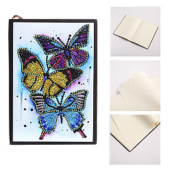 Butterfly DIY Christmas Theme Diamond Painting Notebook Kits, including PU Leather Book, Resin Rhinestones, Pen, Tray Plate and Glue Clay, Butterfly, 210x150mm