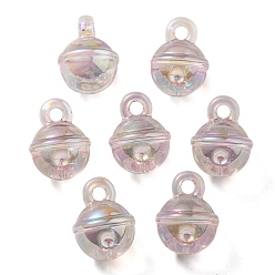 Plum UV Plating Rainbow Iridescent Transparent Acrylic Pendant, Bell Charms, Plum, 20.5x15.5mm, Hole: 3.5mm