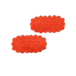 Orange Red Polyester Oval Cabochons, for Hair Accessories Making, Orange Red, 67x34mm