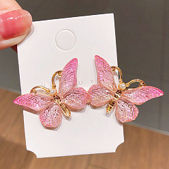 13#Pink Two Butterfly Hairpins Drip Oil Butterfly Hair Clip Mori Duckbill Clip Edge Clip Headdress Liu Hai Clip Girl Hairpin Hair Accessories