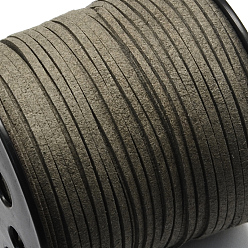 Серый Экологичный шнур из искусственной замши, искусственная замшевая кружева, серые, 3.0x1.4 мм, около 98.42 ярдов (90 м) / рулон
