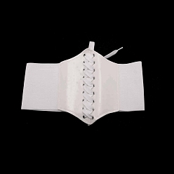 Белый Широкие эластичные корсетные ремни из искусственной кожи, пояс на шнуровке для женщин и девочек, белые, 25-3/8 дюйм (64.5 см)