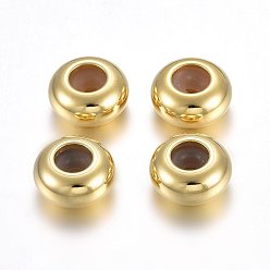 Golden 201 Stainless Steel Beads, with Rubber Inside, Slider Beads, Stopper Beads, Rondelle, Golden, 7x3.5mm, Hole: 3mm, Rubber Hole: 1.2mm