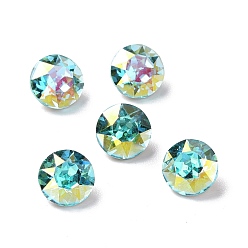 Light Aquamarine AB Light AB Style Glass Rhinestone Cabochons, Pointed Back & Back Plated, Diamond, Light Aquamarine AB, 6.2x4.2mm