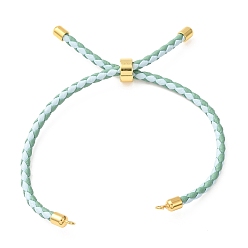 Cyan Clair Fabrication de bracelets en cordon de cuir tressé en microfibre ronde ajustable, avec les accessoires en laiton, convient aux breloques de connecteur, cyan clair, 9.13x0.12 pouce (23.2x0.3 cm), Trou: 2mm
