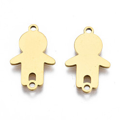 Golden Ion Plating(IP) 201 Stainless Steel Connector Charms, Laser Cut, Boy, Golden, 19x11.5x1mm, Hole: 1.4mm