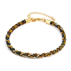 Седло Коричневый 4браслеты из плетеного нейлонового шнура толщиной ⅛ дюйма, с латунными выводами и 304 застежками из лобстера из нержавеющей стали, долговечный, золотые, седло коричневый, 7-3/4 дюйм (19.7 см)