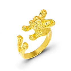 Golden Alloy Cuff Finger Rings, Open Rings for Women, Bulldog, Golden, Inner Diameter: 17mm