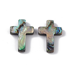 Colorful Natural Abalone Shell/Paua Shell Beads, Religion Cross, Colorful, 18x13x3.5mm, Hole: 0.8mm