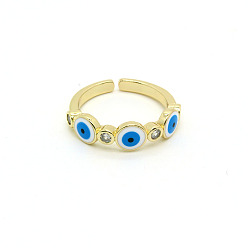 White three-eyed ring Retro Devil Eye Ring with Colorful Metal Turkish Evil Eye Open Mouth Design