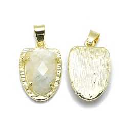White Moonstone Natural White Moonstone Pendants, with Brass Findings,  Faceted, Golden, 22.5x14.5x5mm, Hole: 4x5.5mm