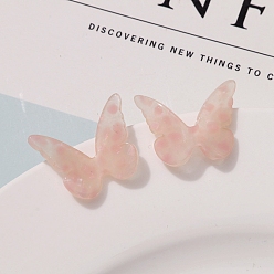 Pink Cellulose Acetate(Resin) Cabochons, Butterfly, Pink, 22x27mm