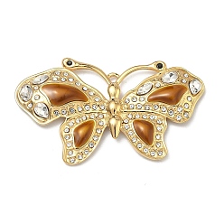 Шоколадный 304 из нержавеющей стали горный хрусталь подвески, бабочки прелести, cmолой, реальный 18 k позолоченный, вакуумное покрытие pvd, долговечный, цвет шоколада, 35x64.5x5 мм, отверстие : 3x2 мм