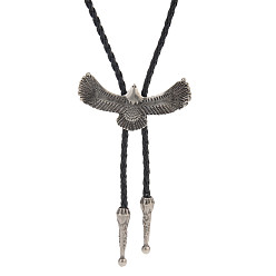 Bird Antique Silver Alloy Pendants Lariat Necklaces, Bolo Tie, Bird, 39.37 inch(100cm)