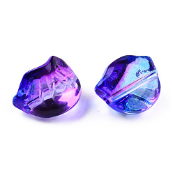Blue Violet Transparent Spray Painted Glass Beads, Two Tone, Dumplings, Blue Violet, 10x13x9mm, Hole: 1.2mm