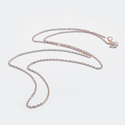 Real Rose Gold Plated 925 Sterling Silver Cable Chain Necklaces, with Spring Ring Clasps, with 925 Stamp, Real Rose Gold Plated, 18 inch(45cm)