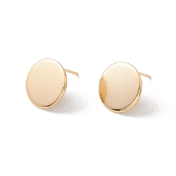 Real 24K Gold Plated 201 Stainless Steel Stud Earring Findings, with 316 Surgical Stainless Steel Pins and Vertical Loop, Flat Round, Real 24K Gold Plated, 12mm, Hole: 2.5mm, Pin: 0.7mm