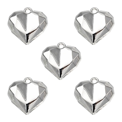 Platinum Rack Plating Alloy Pendants, Cadmium Free & Lead Free & Nickle Free, Heart Charm, Platinum, 18x17x4.5mm, Hole: 1.5mm