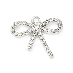 Платина Подвески из сплава и страза, бантом прелести, uv покрытие, платина, 19.5x22.5x4 мм, отверстие : 1.8 мм
