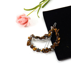 Тигровый глаз Заколки для волос из сплава, с глаз тигра, аксессуары для волос для женщин и девочек, луна, 57x45 мм