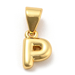 Letter P Brass Charms, Real 18K Gold Plated, Long-Lasting Plated, Lead Free & Cadmium Free, Letter Charm, Letter P, 9x6x2.5mm, Hole: 5x3.5mm