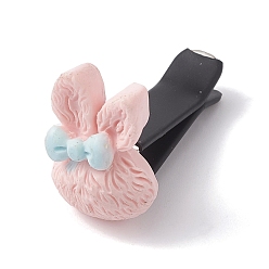 Pink Rabbit with Bowknot Resin Car Air Vent Clips, Automotive Interior Trim, with Magnetic Ferromanganese Iron & Plastic Clip, Pink, 25x17x34mm