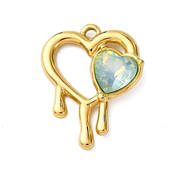 Аквамарин 304 подвески из нержавеющей стали, сердце, cmолой, вакуумное покрытие pvd, реальный 18 k позолоченный, аквамарин, 25.5x20x5 мм, отверстие : 1.8 мм
