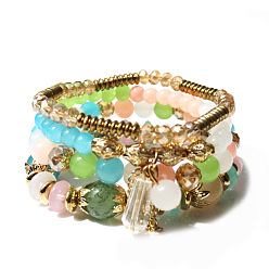 light mixed color Bohemian Crystal Pendant Tassel Bracelet Multi-layered European and American Style Fashion Jewelry