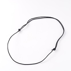 Black Adjustable Cowhide Leather Cord Necklace Making, Black, 18.5 inch, 1.7mm