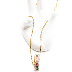 Round hoop B necklace Copper Micro-inlaid Zirconia Circle Pendant Women's Necklace