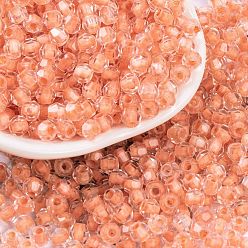 Коралловый Бисер из стекла , внутри цветов, двухконусные, коралл, 4.5x3.5 мм, отверстие : 1.5 мм, 5625 шт / фунт