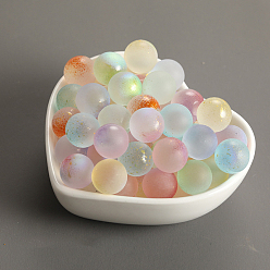 Couleur Mélangete Perles de verre tchèques, sans trou, avec de la poudre de paillettes, ronde, couleur mixte, 10mm