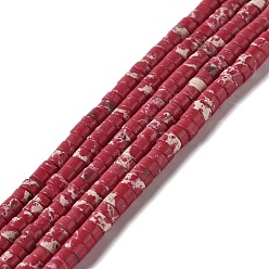 Красный Синтетические имперские нитки из бисера яшмы, окрашенные, Плоский круглый / диск, красные, 4.5x1.5~2.5 мм, отверстие : 0.8 мм, около 152~155 шт / нитка, 15.04~15.35 дюйм (38.2~39 см)
