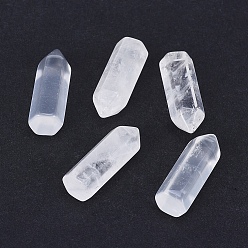 Clear Natural Quartz Crystal Pointed Beads, Healing Stones, Reiki Energy Balancing Meditation Therapy Wand, No Hole/Undrilled, Bullet, Clear, 25x9mm
