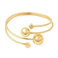 Настоящее золото 18K Латунь манжеты браслеты для женщин, круглый и куб, без кадмия и без свинца, стойки покрытие, долговечный, реальный 18 k позолоченный, внутренний диаметр: 2.26 дюйм (5.75 см)