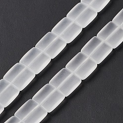 Clear Transparent Frosted Glass Beads Strands, Square, Clear, 12x12x4.5mm, Hole: 1mm, about 50pcs/strand, 23.23''~24.02''(59~61cm)