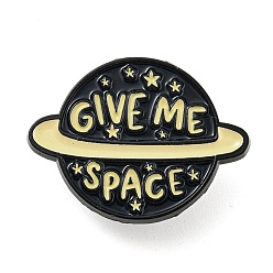 Planet Cartoon Space Theme Enamel Pins, Black Zinc Alloy Painted Brooches for Backpack Clothes, Planet, 20x26.5x1.5mm