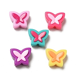 Mixed Color Two Tone Opaque Acrylic Beads, Butterfly, Mixed Color, 16x20x10.5mm, Hole: 3mm, about 250pcs/500g