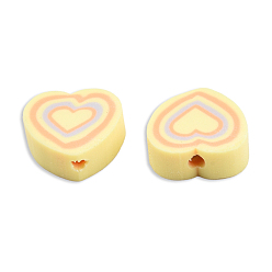 Желтый Бусины из полимерной глины , сердце, желтые, 8~10x9~10.5x4~5 мм, отверстие : 1.2 мм
