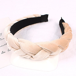 Large cotton solid color twisted headband in off-white, shade 11 Бархатная повязка на голову для женщин, однотонный аксессуар для волос с широкими полями