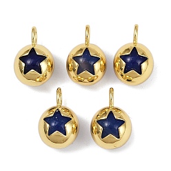 Полуночно-синий Подвески в форме звезды из натурального окрашенного агата, круглые подвески, реальный 18 k позолоченный, долговечный, без кадмия и без свинца, стойки покрытие, темно-синий, 16x10x8 мм, отверстие : 3.5x3 мм