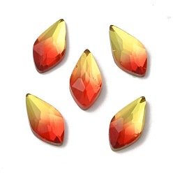 Огненный Опал Стеклянные стразы кабошоны, плоская задняя и задняя, граненые, пламя огня, огненный опал, 14x7.2x3.2 мм