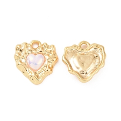 Real 18K Gold Plated ABS Plastic Pendants, with Brass Findings, Heart Charm, Real 18K Gold Plated, 19x17.5x4mm, Hole: 2mm