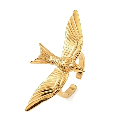 Золотой 304 открытые кольца манжеты из нержавеющей стали, птица, золотые, размер США 7 (17.3 мм)
