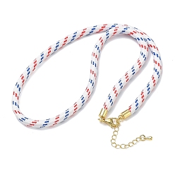 White Ployester Core-Wrapped Round Cord Necklace Making, with Brass Finding, Golden, White, 17.72x0.18 inch(45x0.45cm)
