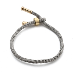 Светло-серый Браслеты хлопок шнур, с латунной найти, долговечный, реальный 24 k позолоченный, светло-серый, 8-1/2 дюйм (21.5 см) ~ 9 дюйм (23 см)