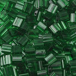 (TL146) Transparent Green MIYUKI TILA Beads, Japanese Seed Beads, 2-Hole, (TL146) Transparent Green, 5x5x1.9mm, Hole: 0.8mm, about 590pcs/50g