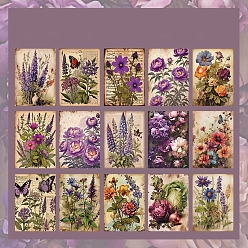Medium Purple 30Pcs 15 Styles Vintage Floral Scrapbook Paper Pads, Flower Plant Paper Sheets for DIY Album Scrapbook, Greeting Card, Background Paper, Medium Purple, 140x100x0.1mm, 2pcs/style