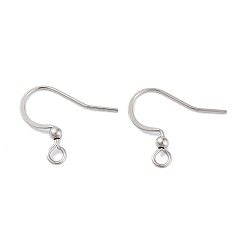 Stainless Steel Color 316 Surgical Stainless Steel Earring Hooks, Ear Wire, with Horizontal Loop, Stainless Steel Color, 16x2mm, Hole: 2mm, Pin: 18x0.5mm