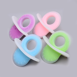 Mixed Color Food Grade Eco-Friendly Silicone Big Pendants, Chewing Pendants For Teethers, DIY Nursing Necklaces Making, Dummy Pacifier, Mixed Color, 78~79x74.5x42~43mm, Inner Diameter: 24.5mm